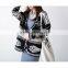 Spring smiles spring and autumn wear new arrival Britpop contrast color loose thick knit sweater women coat