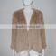 SJ422-01 Australia Designed Women's Rabbit Knitted Fashion Fur Coat