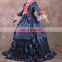 Rose Team-Free Shipping Custom-made Ball Gown Costume Victorian Long-sleeve Blue Dress