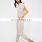 V-neckline rolled sleeves cuffs cute knot ankle striped jumpsuit