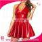 red and black Sexy Lingerie PVC Wet Look Fetish Vinyl Party mini Clubwear dress