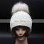New Product Cute Fashion Knit Kids Hats Fur Pom Pom Crochet Baby Hats