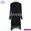 V Neck Black Women Maxi Chiffon Pirnt Velvet Long Dress 2017