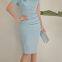 One Shoulder Blue Midi Dress Party Short Sleeve Solid Dress