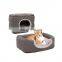 Wholesale Grey 2 Ways Use Quilting Plush Cat Bed House