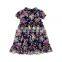 Short sleeve Chiffon Ruffle Collar Floral printing flower dress Girls  Summer Dresses