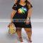 Custom Brand Print Top quality Streetwear V Neck Loose Short Sleeves Plus Size Dresses for Women S-5XL