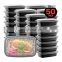 Hot Sale Houseware Safe Durable Plastic Reusable Food Fresh-Keeping Meal Prep Storage Containers