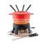 Hot Sale Cookware Enameled Cast Iron Fondue Chocolate Warmer Cheese Fondue Pot Set