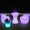 Restaurant plastic tables and chairs LED bar furniture sets party chair led whole sale led cube chair