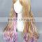 High Quality 65cm Medium Long Wave Blond&Purple Color Mixed Lolita Wig Synthetic Anime Wig Cosplay Hair Wig Party Wig