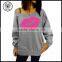 Couple Lover Sweatshirt 2015 Latest Design Women One Shoulder French Terry Wholesale Crewneck Sweatshirt with Sexy Red Lip Print