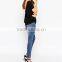 plain knit short sleeve off-back O-collar blouse for women OEM service