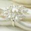 fashionable flower shape plastic pearls metal alloy napkin rings