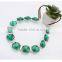 Trending lady jewelry fancy leather chain green crystal necklace