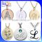 Personalize Custom Gold Round Shape Letter Engraved Stainless Steel 925 Sterling Silver Script Initial Disc Pendant Necklace