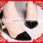 OP37 lady shoes Red color PU with PVC Comfortable Pointed Toe Low Heel Women Pump Dress Shoes