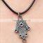 3.0mm Black adjustable vintage hamsa hand rubber necklace