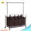 4 Bins Laundry Bags Sorter Cart with wheels and Clothes rack