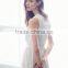 Plain dye deep V blank elegant short sleeve long evening dress