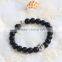 The owl bangle with lotus flower black bead bracelet obsidian
