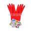 Household dish cleaning colorful long protective latex gloves,warm fleece-lined latex gloves