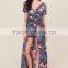 2017 New Autumn Fashion Long Romper For Women 2 Pieces Playsuits Dress Plus Size Floral Maxi Romper
