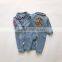 Korean style baby clothes romper stone washed denim romper with two pocket