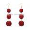Handmade bohemian jewelry three balls dangle earrings