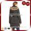 Belt-cinched Waist Padding Quilting Womens Parka With Fur