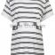 Cheap double stripe short sleeves maternity t-shirt wear with front pocket