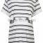 Cheap double stripe short sleeves maternity t-shirt wear with front pocket