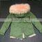 Myfur Peach Pink Detachable Fox Fur Lining Real Raccoon Fur Hood Parka