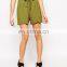 Women's crepe spandex shorts with pockets tie waist detail shorts custom