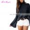 Hot Sale Black Wear Turtleneck Knitted Trumpet Top Women Long Sleeve Shirt