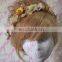 Aidocrystal sunflower yellow crown hair wreath handmade wedding flower headpiece for girls