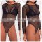 Mika72085 2017 New Sexy Hollow Out Mesh Bodysuits Black Backless Long Sleeve Bodysuit Women Beach Wear Rompers Womens Jumpsuit