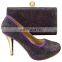 Elegent Purple shoes matching bags/african shoes matching bags for party/Italican shoes bags