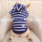 Striped pet puppy dog t-shirt hoodie Bully corgis clothes pet dog clothing with small ears