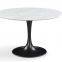 DT1506-18 Luxury contemporary table natural marble top trumpet shape steel base Dining Table