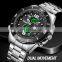 SKMEI 1670 Golden Stainless Steel Watch Men Analog Digital Wrist Watch with Countdown Timer
