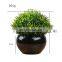 Wholesale Top Selling Mini Plain Ceramic Potted Artificial Plants Flower Pots Plastic Faux Green Potted Plant For Home Decor