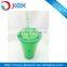 Food grade double wall plastic straw mug with diamond lid