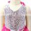 2016 Summer Hot sSale Wholesale Sleeveless Cotton Hot Pink Silver Sequin Lace Baby Rompers