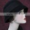 Women's Cloche Hat - Black Velour Cloche, vara bow billycock