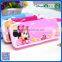 New arrival 2 layers pink plastic pencil box with scissors