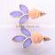 2016 Hot Sale Elegant New Design Simple Flower Earring Jewelry Cheap Fashion Purple Cryatal Leaves Stud Earring