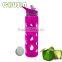 550ml glass drink bottle/travel water bottle with handle and straw and food grade silicone sleeve