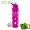 550ml glass drink bottle/travel water bottle with handle and straw and food grade silicone sleeve