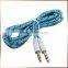 Multi Color 3.5mm 4-pole Jack Male to Male Stereo Fabric Braided Audio Aux Cable Cord for IPod iphone Headphone
